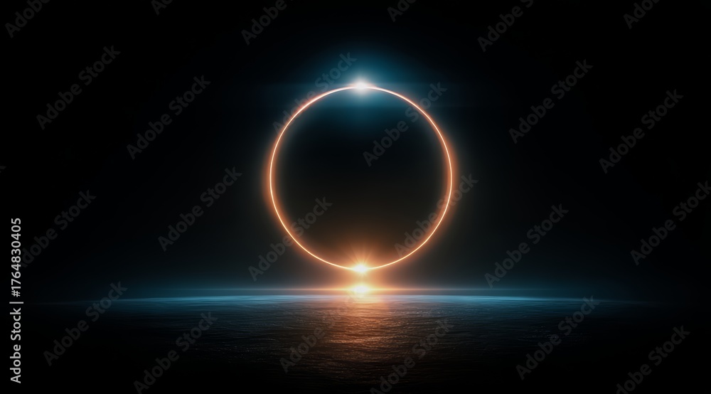 Obraz premium Large circle with a bright light in the center. The circle is surrounded by darkness