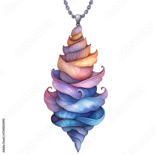 watercolor of Unicorn Horn Pendant, vector, isolated on a white background.
