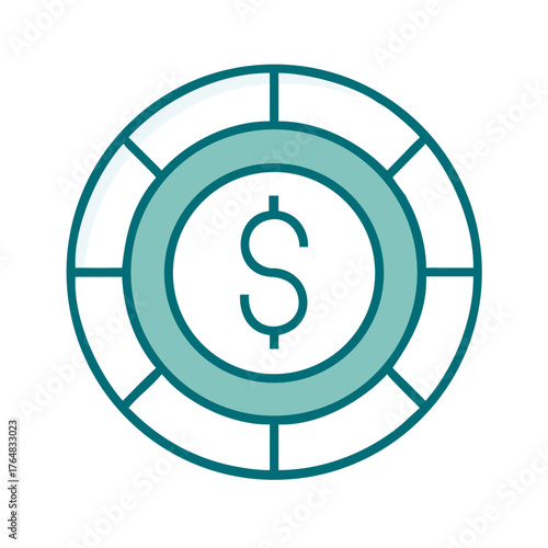 Dollar Coin in Circle Icon for Web and Graphic Design