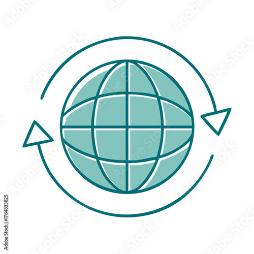 Globe with Arrows Global Rotation or Movement Icon for Web and Graphic Design