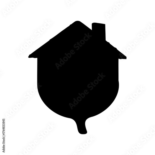 Silhouette of a house shape resembling an acorn, creative housing icon
