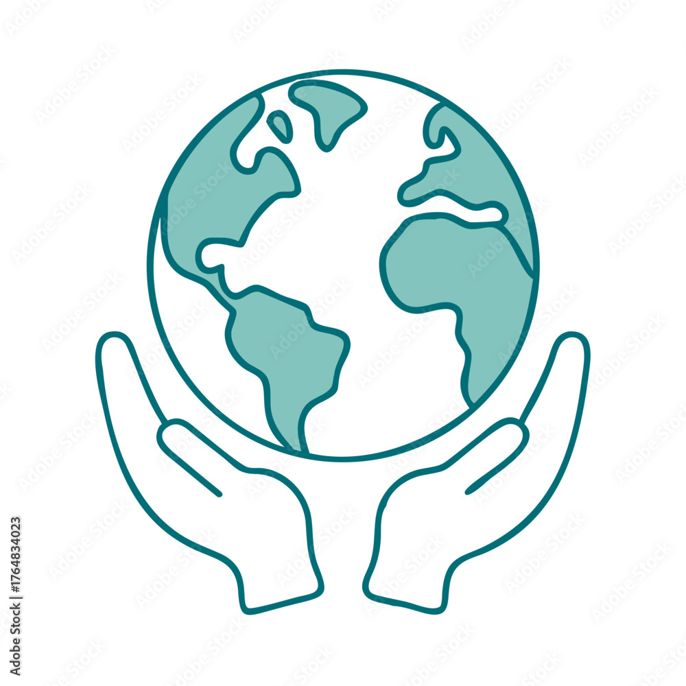 Fototapeta premium Globe with Hands Holding Global Protection or Care Icon for Web and Graphic Design