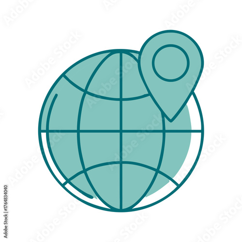 Globe with Location Pin Global Location Icon for Web and Graphic Design