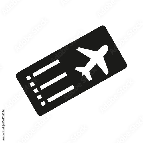 Simple flight boarding pass silhouette airline ticket vector travel and aviation illustration