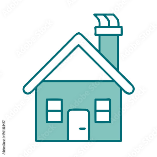 House with a Chimney Residential Property Icon for Web and Graphic Design