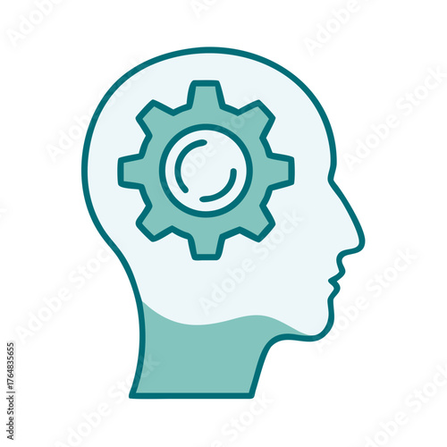 Human with Gear Brain Cognitive Thinking Icon for Web and Graphic Design