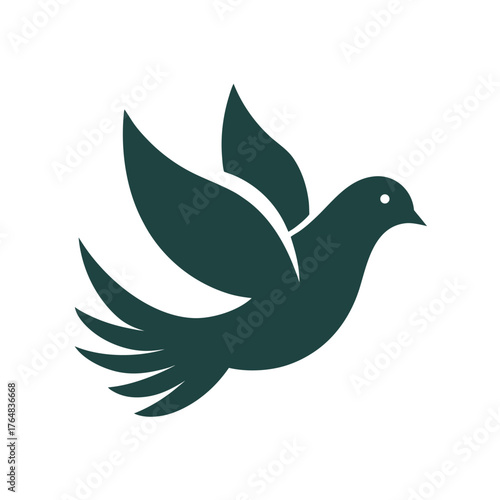 Minimal bird of peace silhouette dove vector harmony and hope illustration with white background
