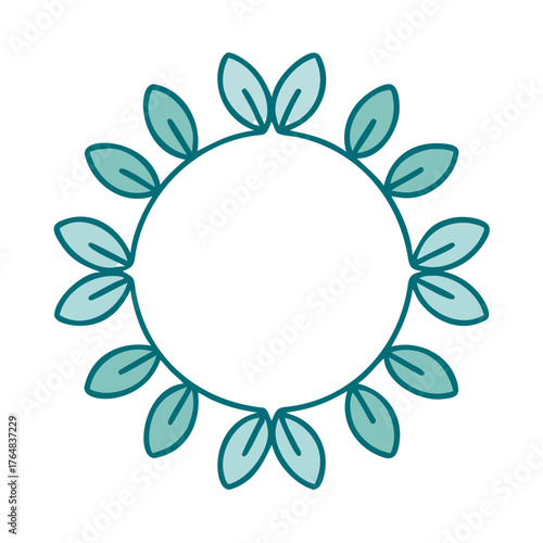 Simple Botanical Circle Frame Icon for Web and Graphic Design