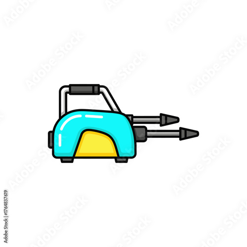 Cyan and yellow pressure washer with dual nozzles and black handle cleaning equipment