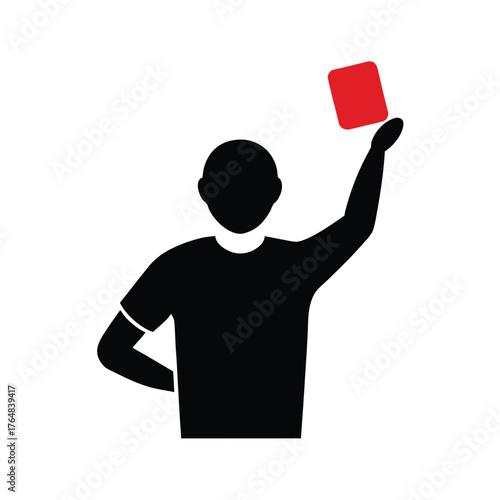 Soccer referee red card silhouette football match vector sports official illustration