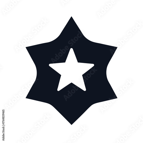 Star shaped police badge silhouette vector safety security authority emblem illustration