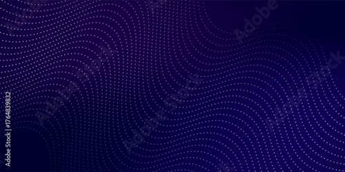 Purple background with many glowing particles. wave glow design simple