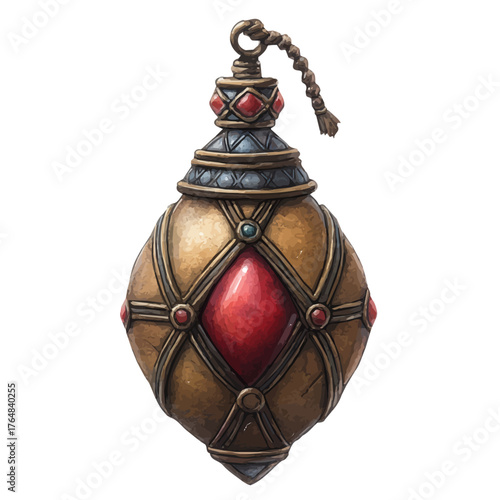 watercolor of Tribal Amulet, vector, isolated on a white background.