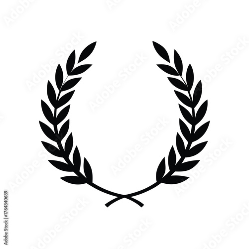 Minimal laurel branch wreath silhouette classic award achievement honor decorative vector design
