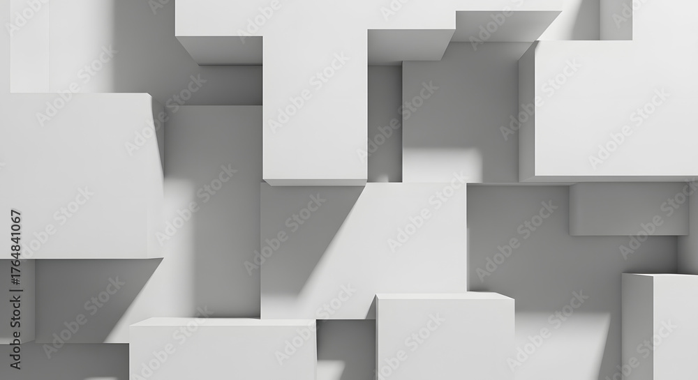 Obraz premium Minimalist Abstract White Cubes 3D Architecture Background