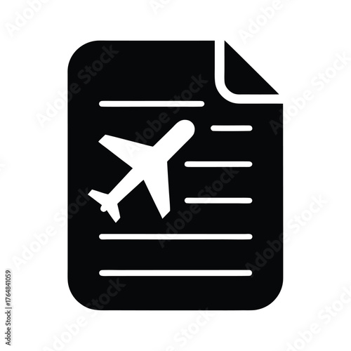 Minimal boarding document silhouette vector airline ticket and travel boarding illustration white background
