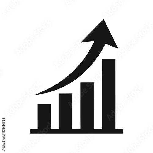 Chart arrow rising upward silhouette vector clean financial business growth progress illustration