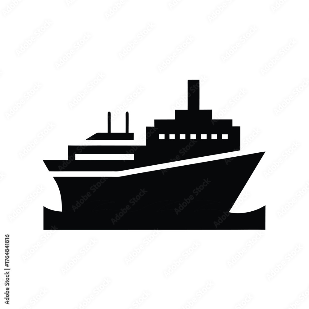 Obraz premium Minimal titanic ship silhouette vector clean ocean maritime historical vessel nautical illustration