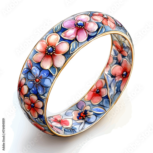 Traditional Bangle, watercolor clipart vector, isolated on a white background.