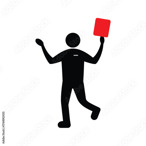 Referee holding red card silhouette vector soccer football rules sports discipline illustration clean vector