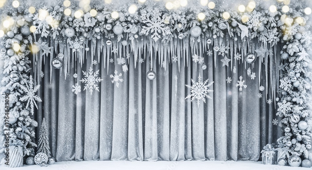 Obraz premium Holiday stage with frosted decor