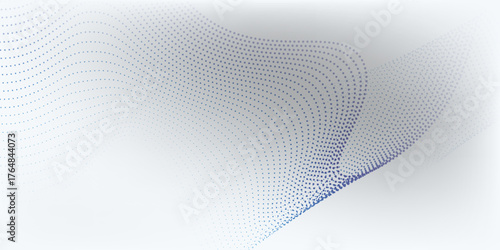 Wave line of flowing particles abstract vector background, smooth curvy shape dots fluid array. 3d shape dots blended mesh, futuristic future art good futuristic