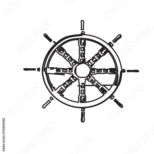 Ship steering wheel. Ship Steering Wheel Vector Icon, isolated on white, vector illustration
