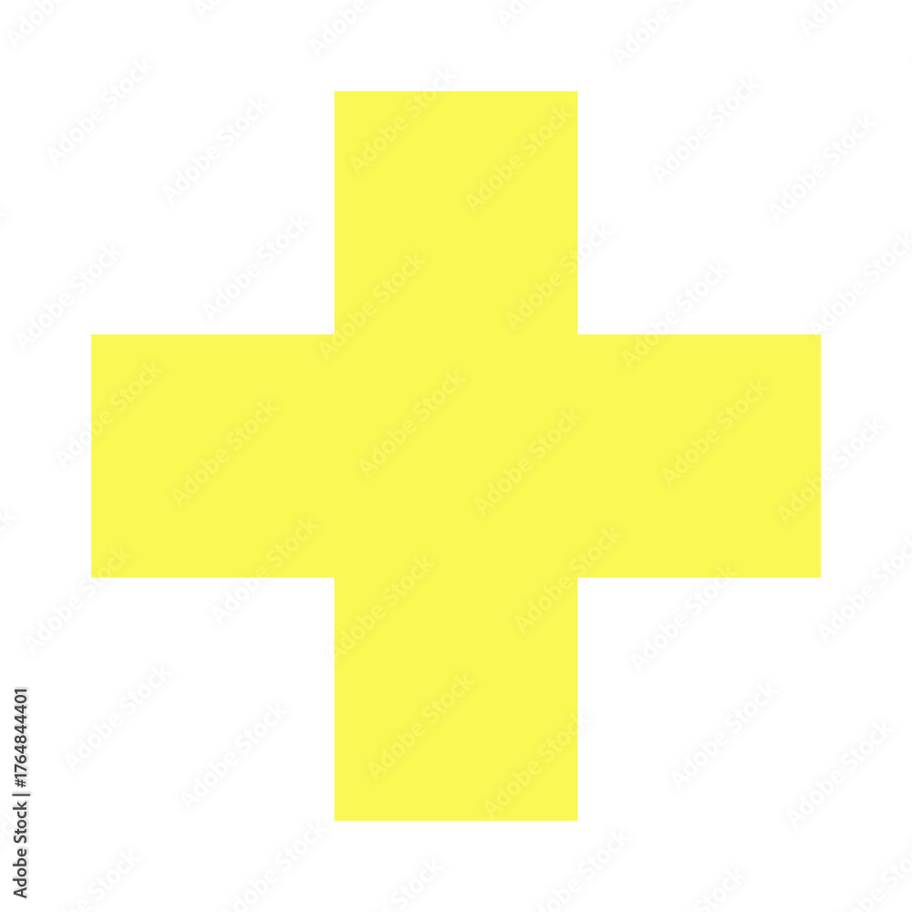 Obraz premium Bright yellow plus sign symbol isolated on transparent background