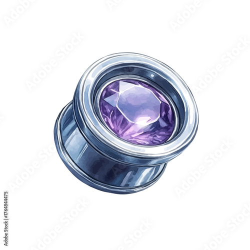watercolor vector of Titanium Labret Stud, isolated on a white background.