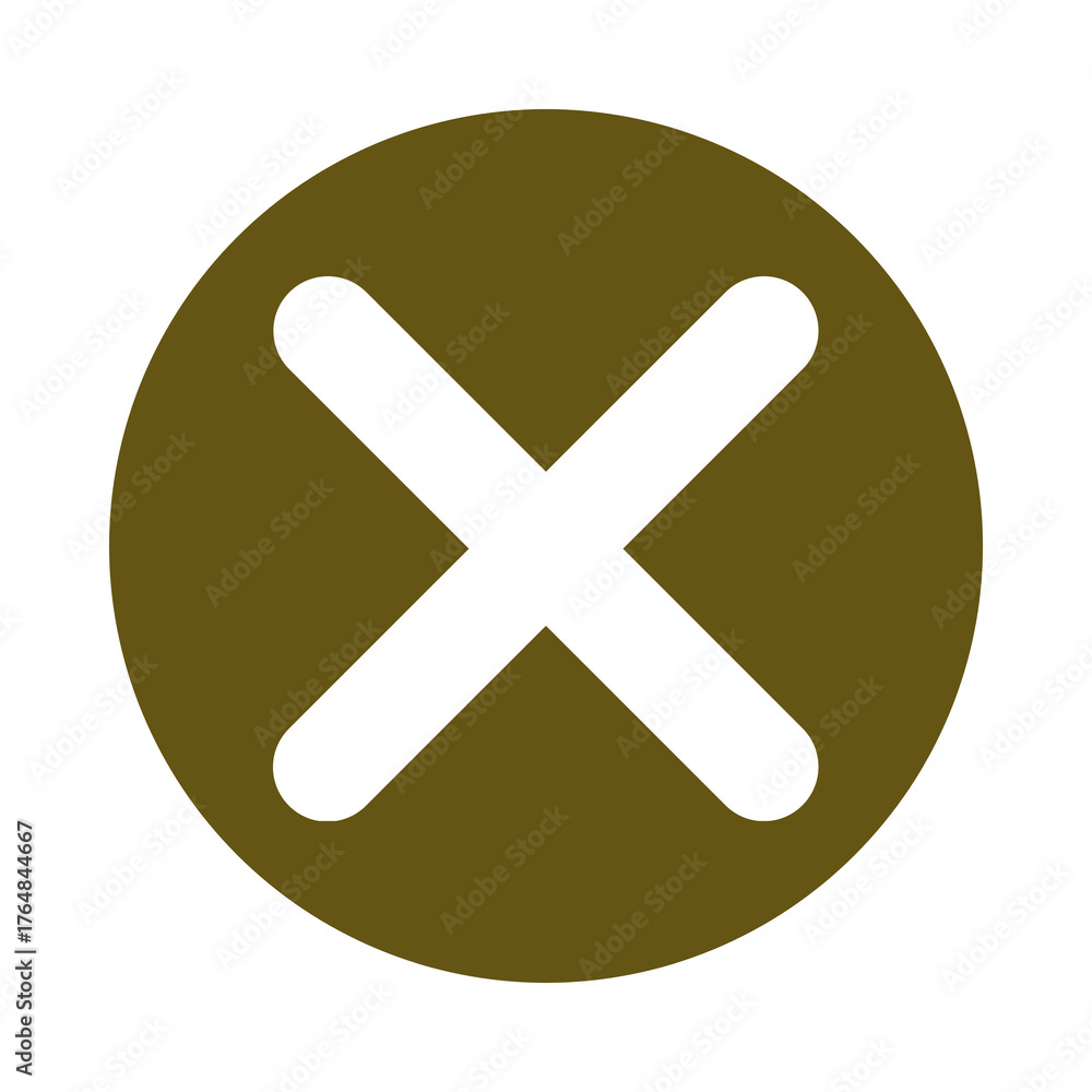 Obraz premium White cross symbol inside a brown circle isolated on transparent background