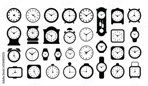 Time and Clock Silhouette Collection