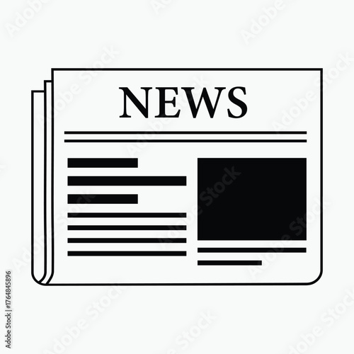 Black and white newspaper with the word news isolated on white background, perfect for headlines