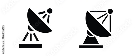 Satellite Dish Icon Set. Communication, Broadcast, and Technology Symbol