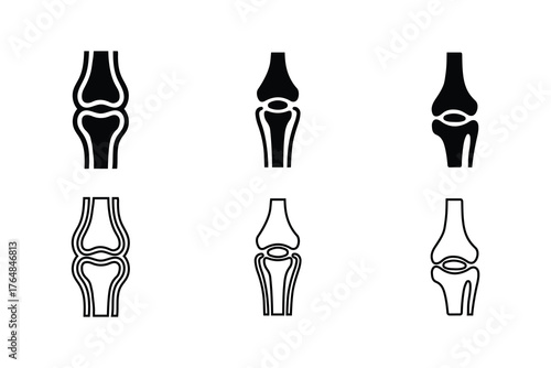 Human Joint Anatomy Icon Set. Bone, Cartilage, and Orthopedic Health Symbols