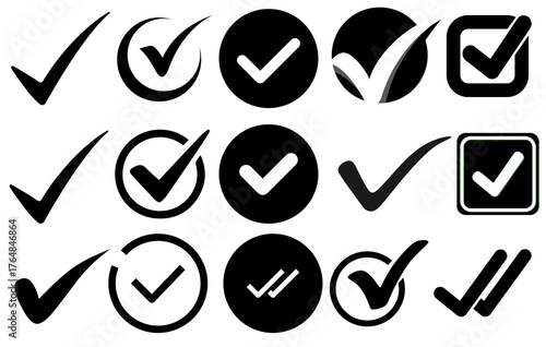 Minimal check mark icon set – clean vector tick symbols for UI, app, and graphic design projects