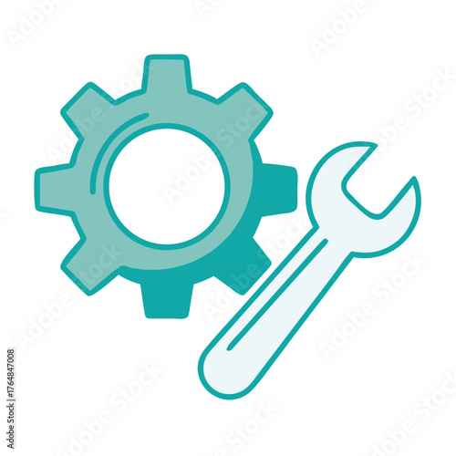 Wrench and Gear Icon for Web and Graphic Design