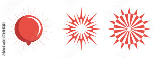 Set of modern red firework burst icons in EPS format for celebration banners and posters