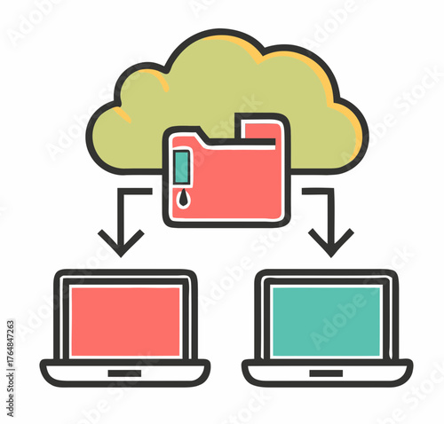 Cloud data transfer between two laptops using digital storage