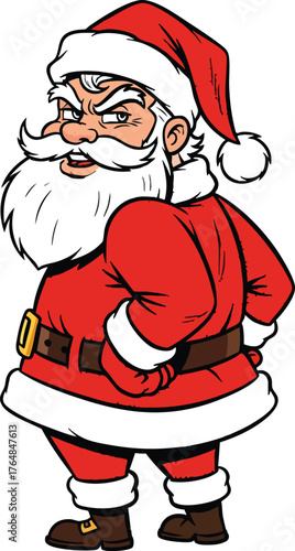Adobe IllustGrumpy santa claus character standing with hands on hips festive holiday greeting isolated on white backgroundrator Artwork