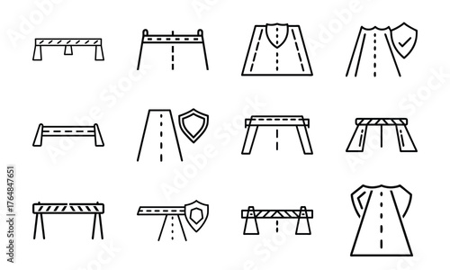 Medical and Vehicle Insurance Line Icons – Health, Auto, Life, and Safety Protection Outline Vector Icon Set for Insurance, Hospital, and Business Design