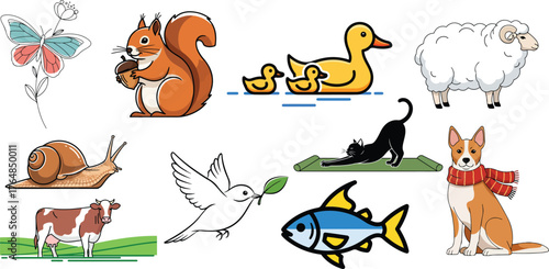 Cute Animal Characters and Wildlife Icons