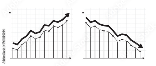 Profit growth and loss decline business graph bar
