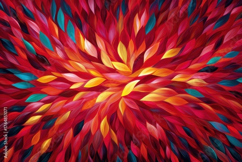 Wallpaper Mural Fiery abstract composition explodes outward with vivid, elongated petal shapes Torontodigital.ca