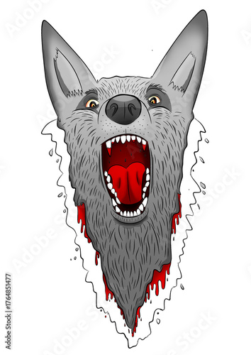 Fotografía Wilk krwiożerczy Komiksowa postać ilustracja naklejka nadruk