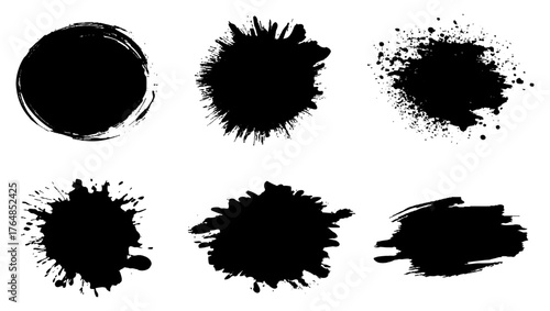Black vector paint blots collection