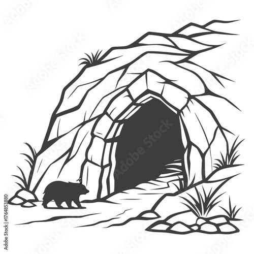 Bear near cave entrance