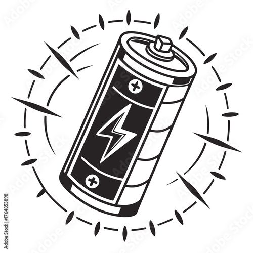 Battery with lightning bolt