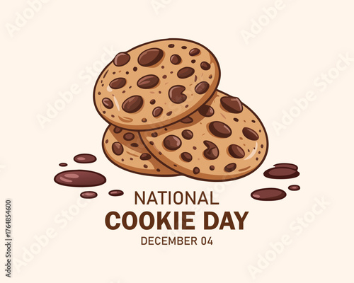 National Cookie Day poster with yummy freshly chocolate chip cookies.