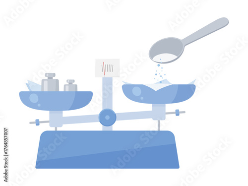 薬品を量っている上皿てんびんのイラスト