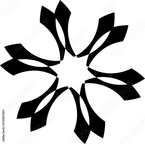 Abstract Black Geometric Radial Element with Seven Points